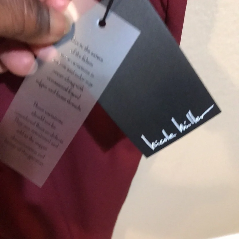 NWT Nicole Miller Cabernet Dress Pants w/Pockets Faux Pearl Belt Sparkle Bow-10